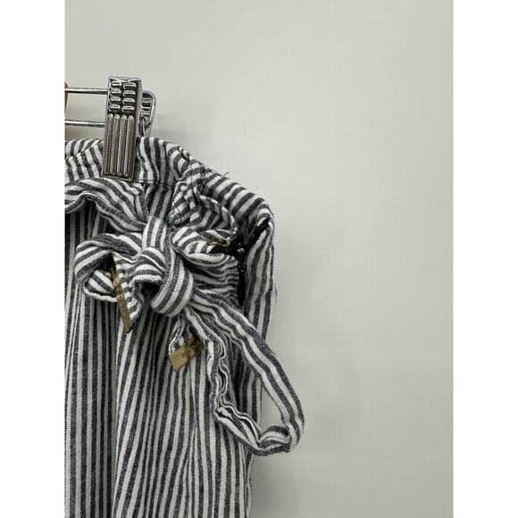 Michael Michael Kors Women Pants Black White Striped Linen Blend Wide Leg Sz 16 - Picture 7 of 8